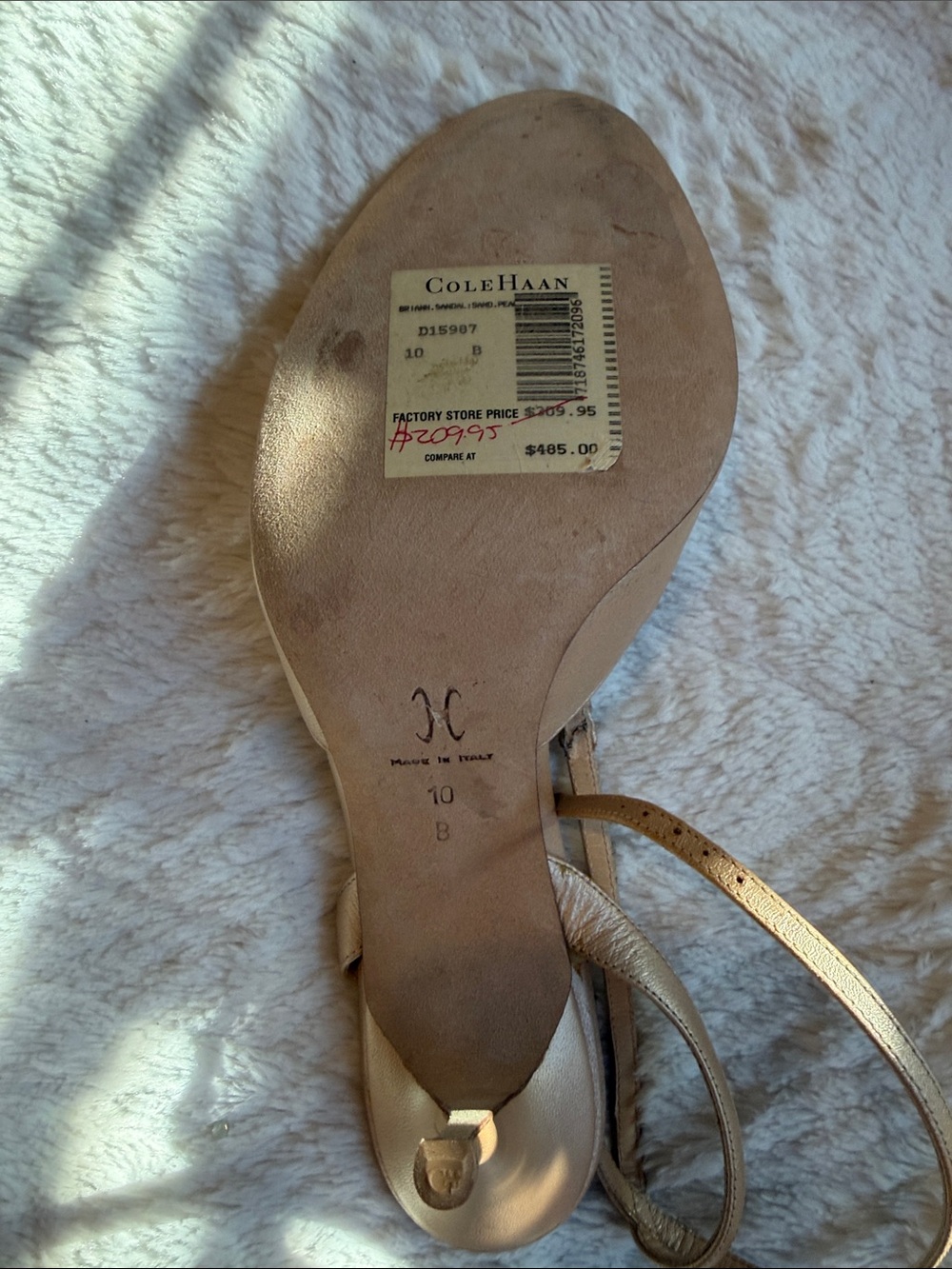 Cole Haan Metallic Gold Sandals with Crystal Accent - Picture 3 of 7